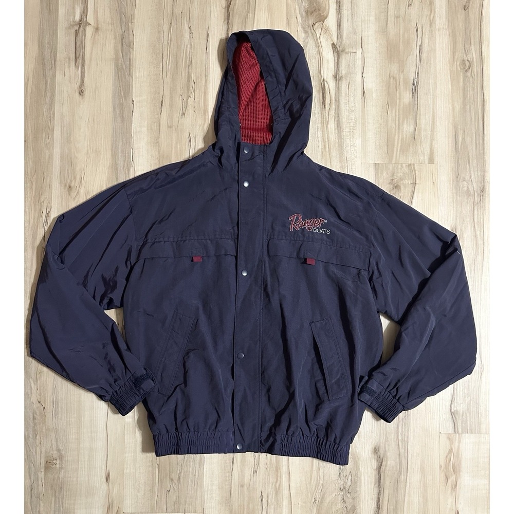 RARE VINTAGE RANGER BOATS CUP BLUE EMBROIDERED FULL ZIP HOODED JACKET SIZE XL